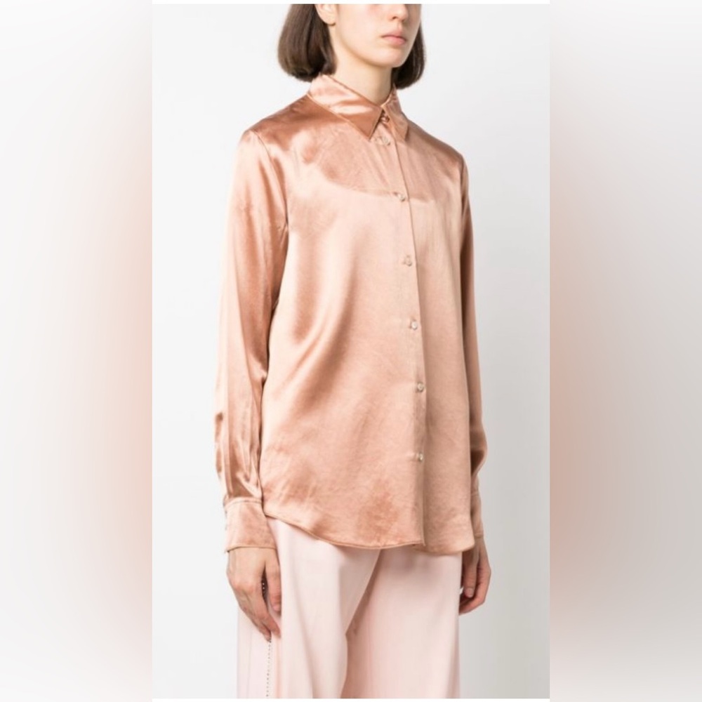 Forte Forte Viscose Satin Button Up Blouse in Copper